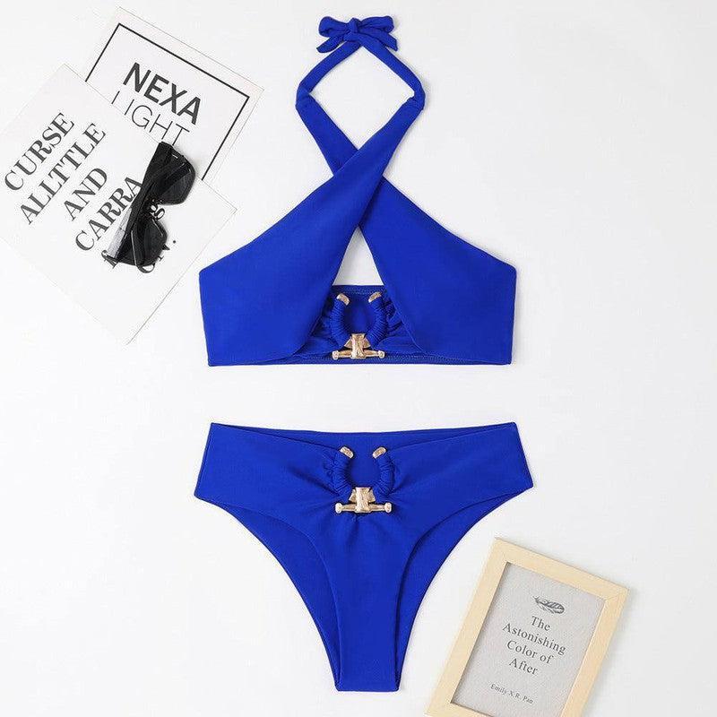 Chic Cross-Front Bikinis for Stylish Women-Blue-9