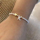 26 Letters White Shell Beaded Bracelet Women Metal Love Design Bracelet Jewelry-18