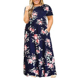 Chic Floral Maxi Dress for Summer Elegance-Navy Blue-12