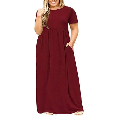 Big size Dress Women Summer Large Size Short Sleeve Print Wear-Resistant Long Dress Plus Size Fat MM Women Clothing Maxi Dress-6