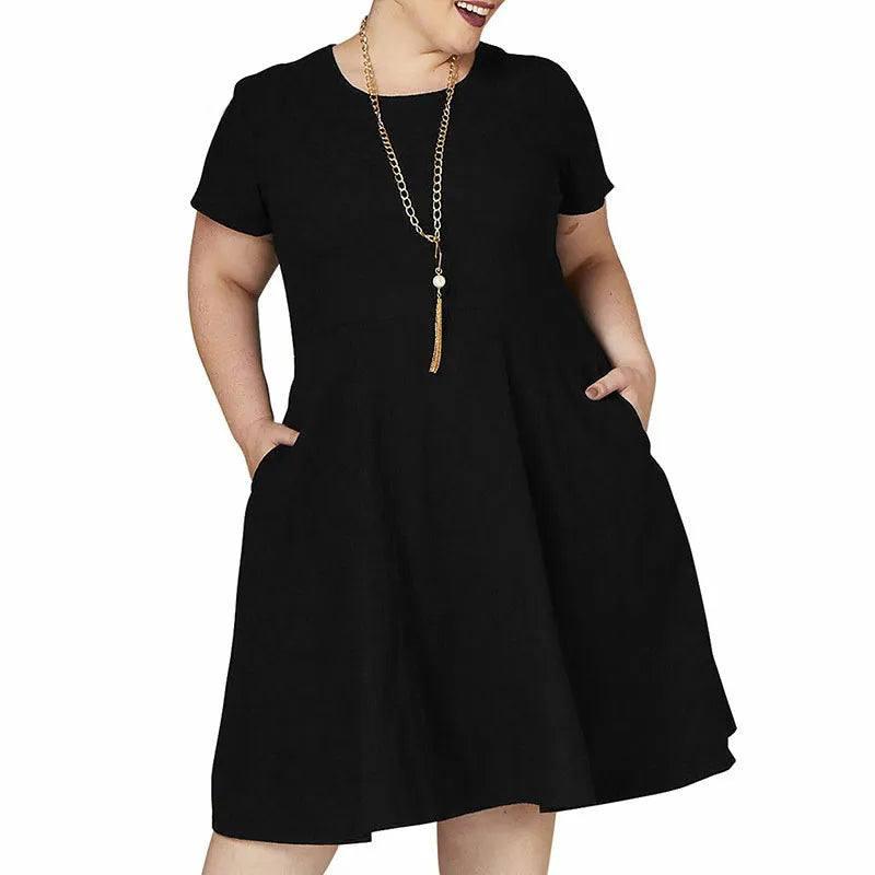 Chic Plus-Size Black Skater Dress Outfit Ideas-1