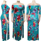 Plus Size XL-5XL Summer Long Maxi Dress Women Short Sleeve Floral Print Night Club Party Bandage Street Dresses Vestidos GL5005-6