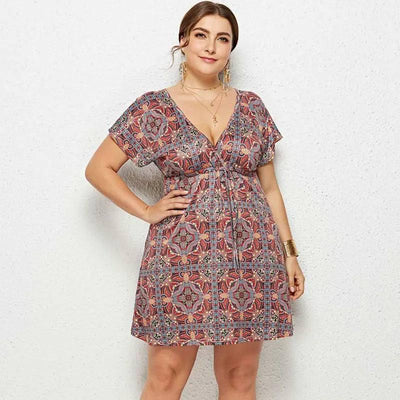 Chic Plus-Size Paisley Summer Dress for Women-05-11