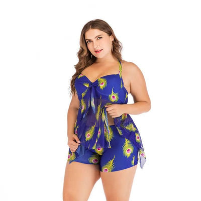 Women's Separate Tankini Set Plus Size 4XL Swimming Suit Swim Dress Swimsuit Bikini Bather Push Up Padded Swimwear Bathing Suit-2