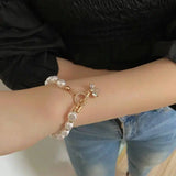 Classic Fashion Natural Stone Pearl Pendant Bracelet For-White-2