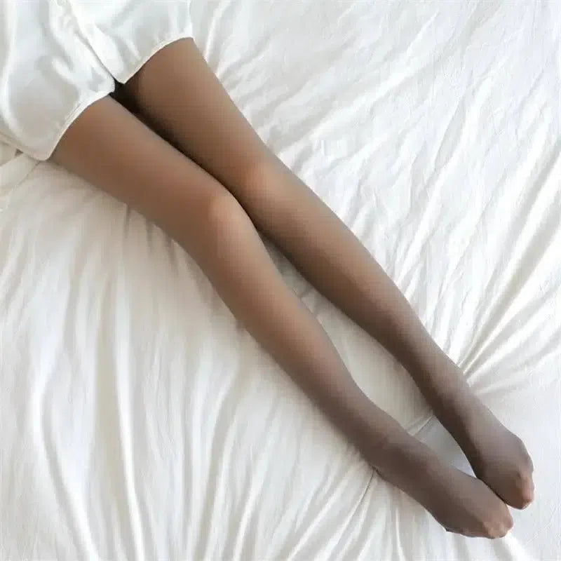 Fleece Lined Tights for Dark Skin-Coffee skin with feet-13