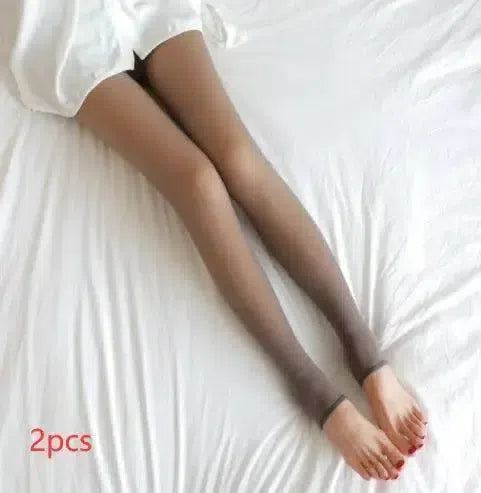 Fleece Lined Tights for Dark Skin-2pcs Coffee skin stepping-21