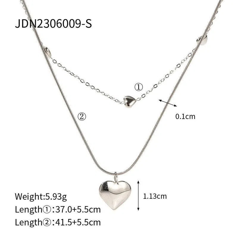 Love Double-layer Necklace 18K Gold-plated Collarbone Necklace-8