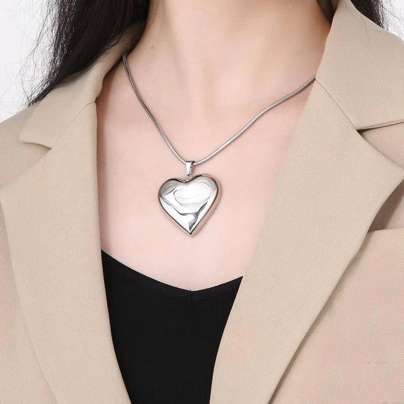 Gold Sliver Hollow Heart-shaped Necklace Ins Simple Versatile Personalized Love Necklace For Women's Jewelry Valentine's Day-3