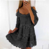 Elegant Off-Shoulder Princess Lace Dress-7