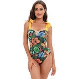 European And American One Piece Bikini Swimsuit-Yellow-1