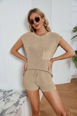 Chic Loose Leisure Suit for Stylish Cameo Outfits-Khaki-8