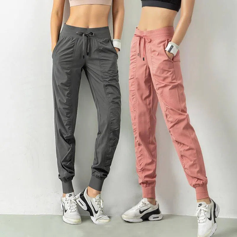 Fashion Casual Sports Pants For Women Loose Legs Drawstring High Waist Trousers With Pockets Running Sports Gym Fitness Yoga Pants-1