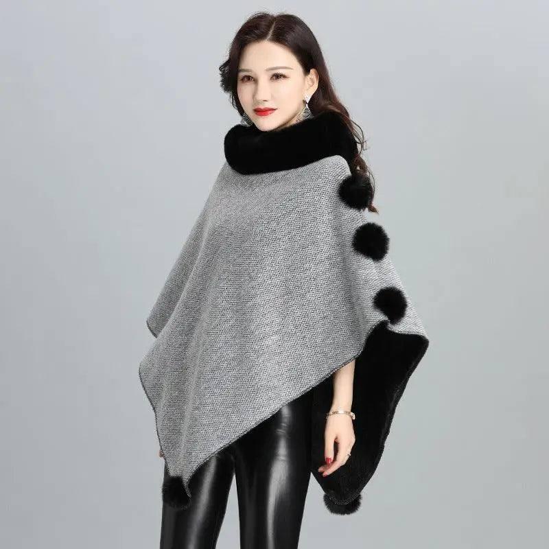 Fashion Faux Fur Jacket Women Shawl Scarf-Lightgrey-6