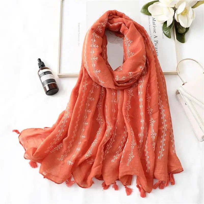 Fashion Tassel Cotton Linen Thin Yarn Scarf-1