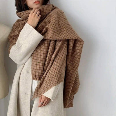 Fashion Winter Plaid Scarf Ladies-Small brown plaid-1