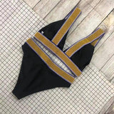 Fast Selling Sexy Triangle Color Matching High Waisted-Black-6