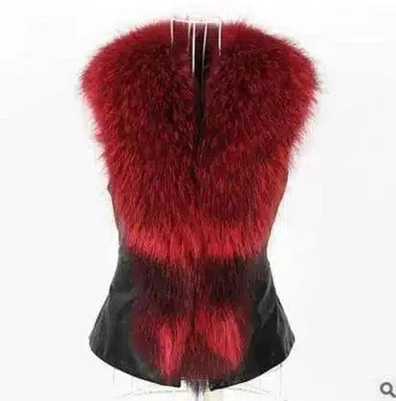 LOVEMI - Lovemi - Faux Fur Vest And Fur Coat Short Raccoon Fur