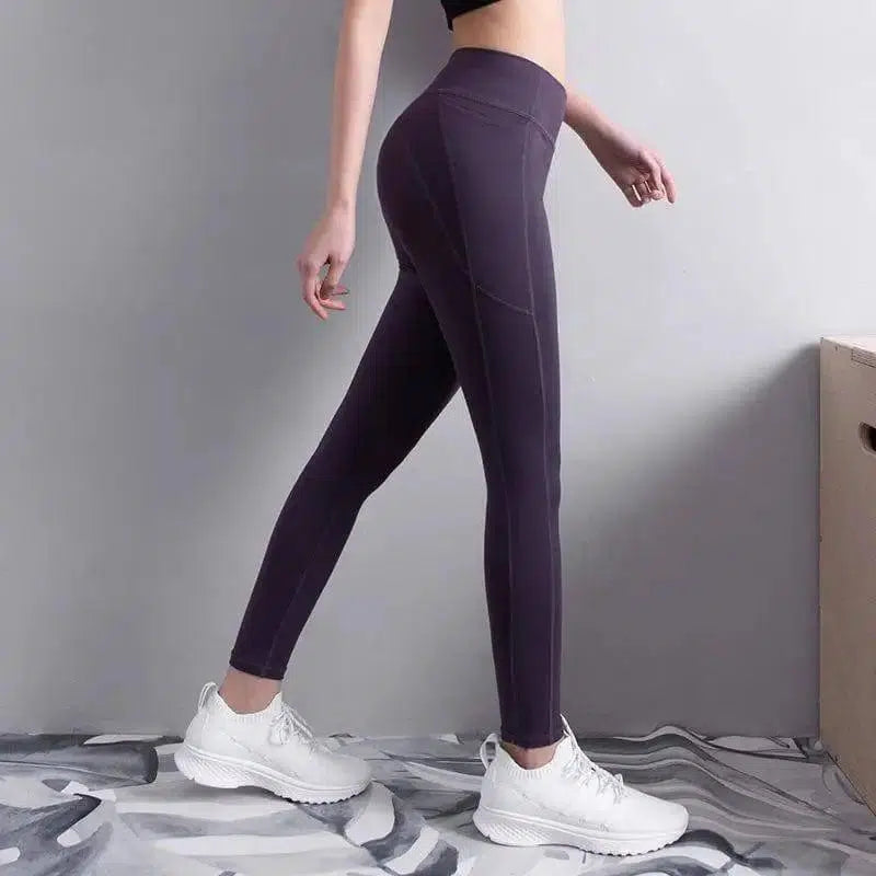 Fitness pants with pockets-Dark purple-3