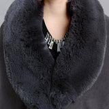 Fur Shawl And Fur Collar Knitted Cardigan Shawl Cloak-3