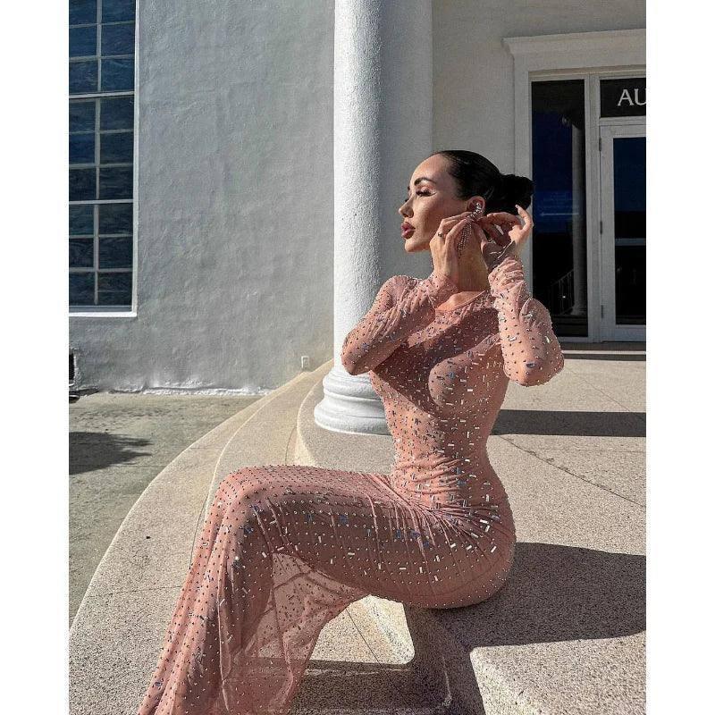 Glitter Mesh See-Through Maxi Dress - Sexy Beach Cover Up-10