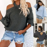 Halter Halter Sweater Off Shoulder Sweater-1