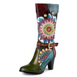 Handmade Retro Short Velvet High-heeled Boots Women-5