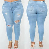 High-elastic slim jeans-Lightblue-1