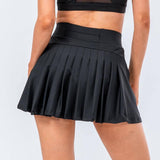 High Quality Tennis Skirt With Zipped Pocket Women Pleated Sports Skirt-Black-6