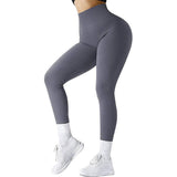 High Waist Seamless Leggings Threaded Knitted Fitness Pants Solid Women's Slimming Sports Yoga Pants Elastic Running Sport Leggings-Grey-12