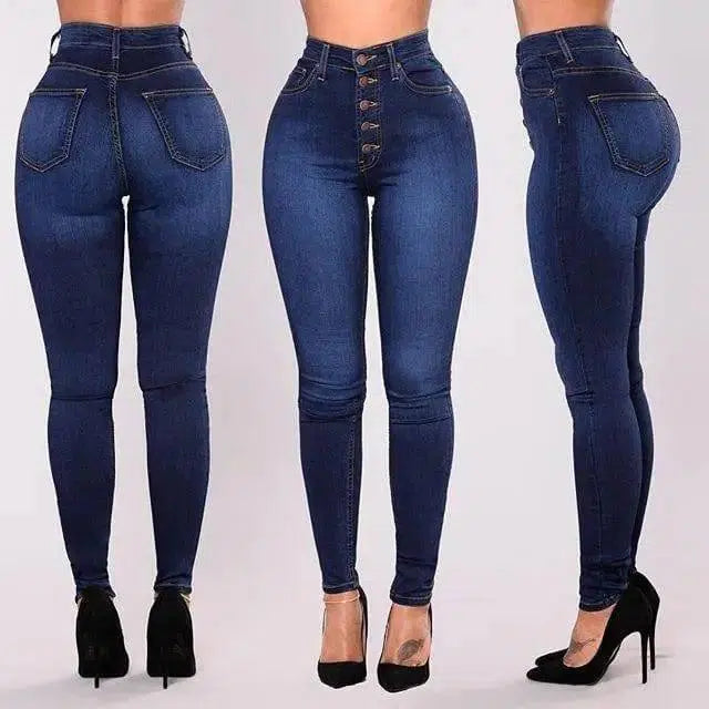 LOVEMI - High-waist stretch slim denim pants