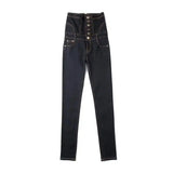 high waisted jeans female thin elastic feet pencil pants-5