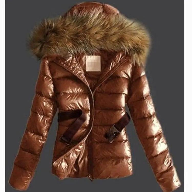 Imitation raccoon fur collar down coat-6