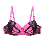 Julexy Push Up Women Bras Sexy Lace Underwear B C Cup-Rose-11