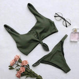 Knotted bikini on chest-Green-3