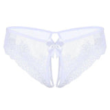 Lace Bow Sexy Non-take-off Thong Sexy Lingerie-White-7