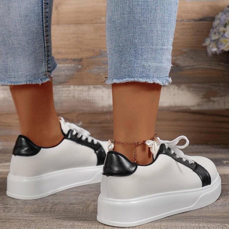 Lace-up Flats Women Walking Sports Skateboard Shoes Retro-3