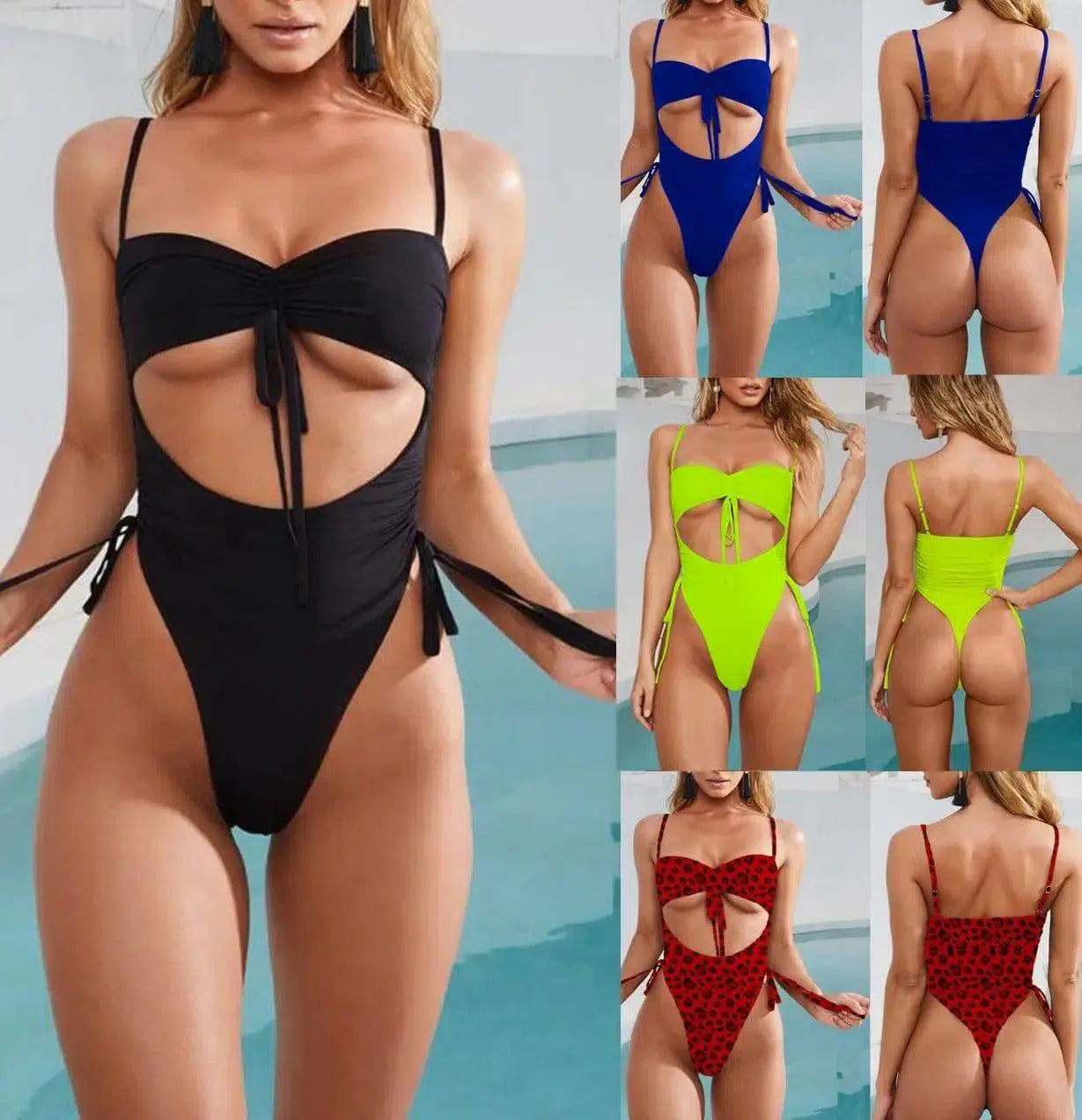 Ladies One Piece Bandage Swimsuit Sports Bikini-1