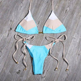 Ladies Swimsuit Colorblock Print Bikini Swimsuit-K05-3