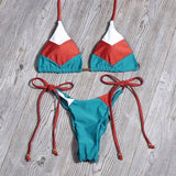 Ladies Swimsuit Colorblock Print Bikini Swimsuit-K04-5