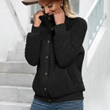 Lamb Plush Cardigan Jacket Double-sided Plush Jacket Coat-Black-5