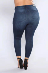 LOVEMI - Large size women's hole dark blue big ass jeans women's