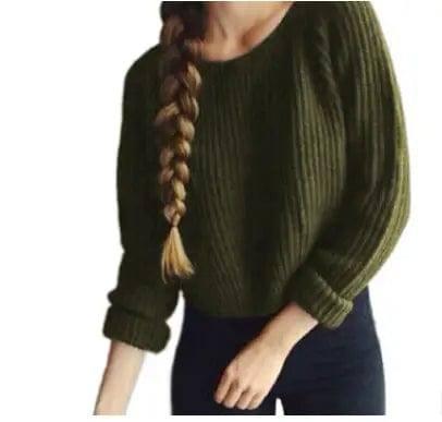 Long Sleve Classic Sweaters-ArmyGreen-7