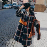 Loose And Thin Small Quilted Woolen Coat Trend-NavyBlue-2