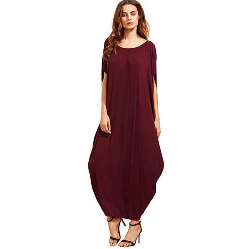 Loose Dress Cross-border Aliexpress Amazon Wish Explosion-Red wine-6