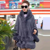 LOVEMI - Lovemi - Autumn And Winter Fox Fur Hooded Cape Cape Ladies