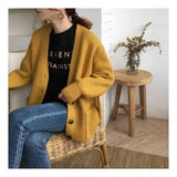 Womens Casual Knit Cardigan with Buttons-Yellow-3