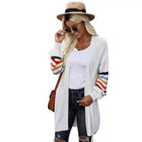 Women's Casual Long Sleeve Knit Cardigan-White-4