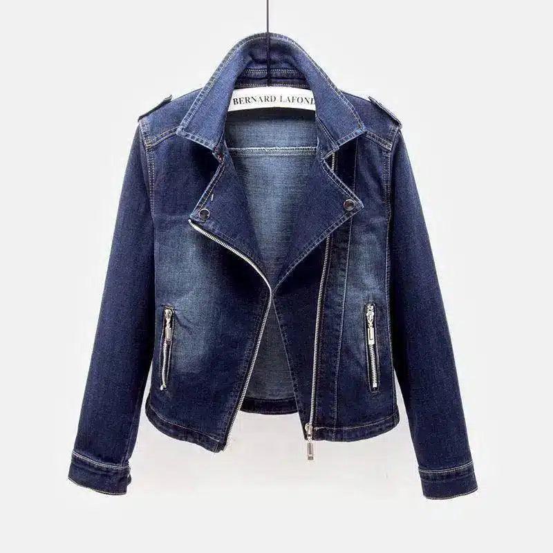 LOVEMI - Lovemi - Autumn Suit Collar Motorcycle Denim Jacket Looks