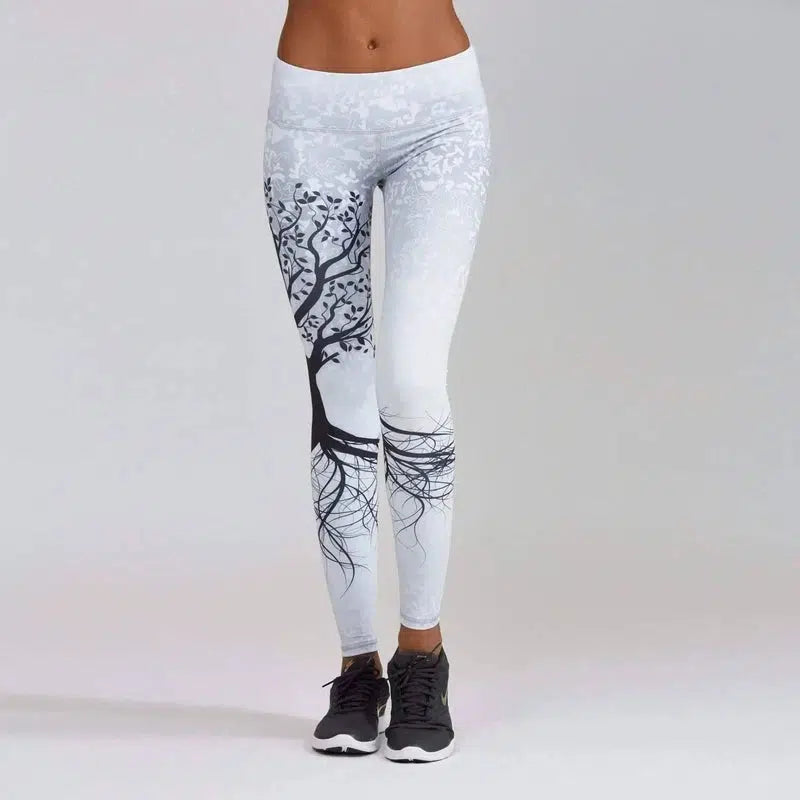 LOVEMI - Lovemi - Branch Print Hip High Waist Sports Leggings